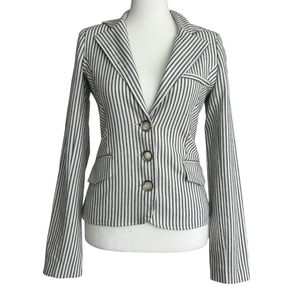 Rampage Y2K Preppy Long Sleeve Pinstripe Fitted Blazer Jacket (Small) - Picture 16 of 16